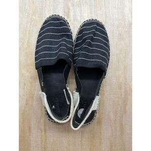 Women's Navy Blue Striped Espadrille Flats